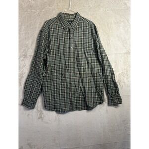 Woolrich Men's Large‎ Cotton Button Down Plaid Shirt Long Sleeve Green Vintage